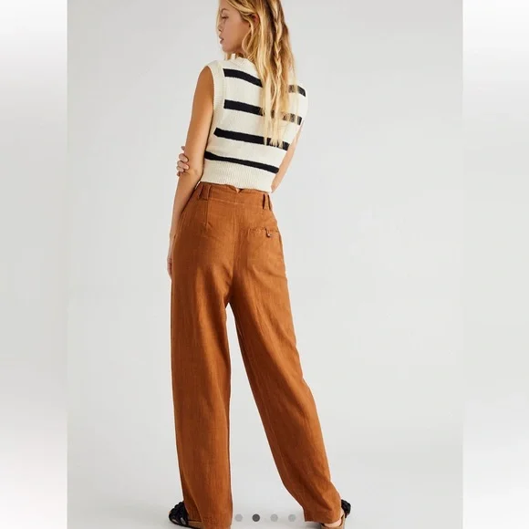 Free People Calla pleated trousers in doe eyes, size 8 - Picture 2 of 5